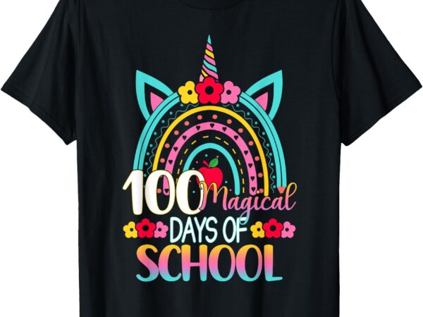 100 days smarter rainbow unicorn 100th day of school t-shirt