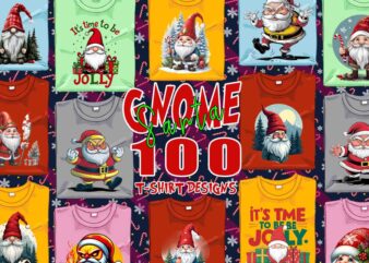 Trendy Gnome Santa Claus Christmas t-shirt design bundle of 100 designs – download instantly Retro Vintage Illustration Mega Bundle