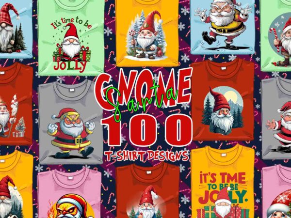 Trendy gnome santa claus christmas t-shirt design bundle of 100 designs – download instantly retro vintage illustration mega bundle