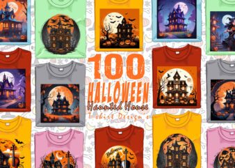 100 Retro Halloween Haunted House t-shirt design bundle of 100 designs – download instantly Retro Vintage T-shirt Art Bundle