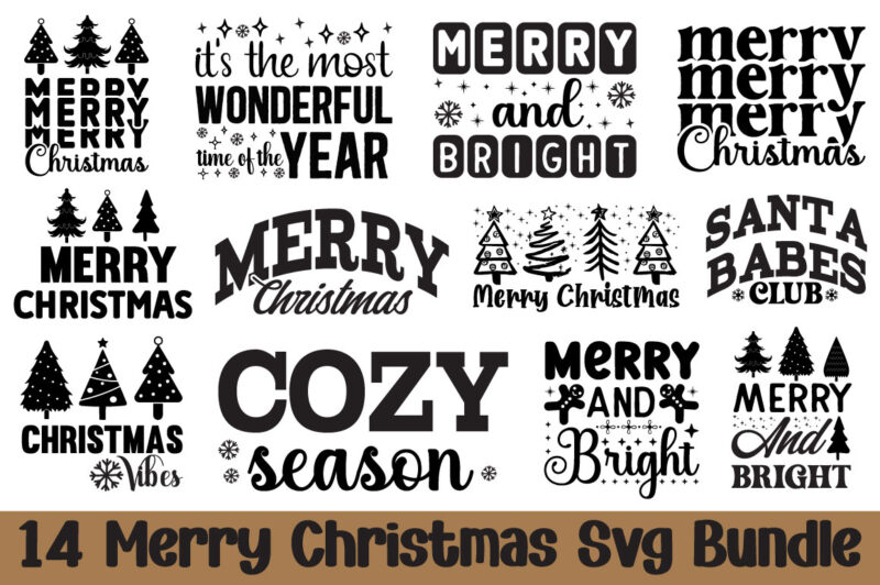 Merry Christmas T-shirt Bundle Merry Christmas Svg Bundle