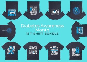 15 Diabetes Awareness Month T-Shirt design bundle vector