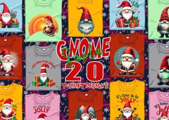 Passion Retro Gnome Santa Claus Christmas t-shirt design bundle of 20 designs – download instantly Retro Vintage T-shirt Illustration Clipar