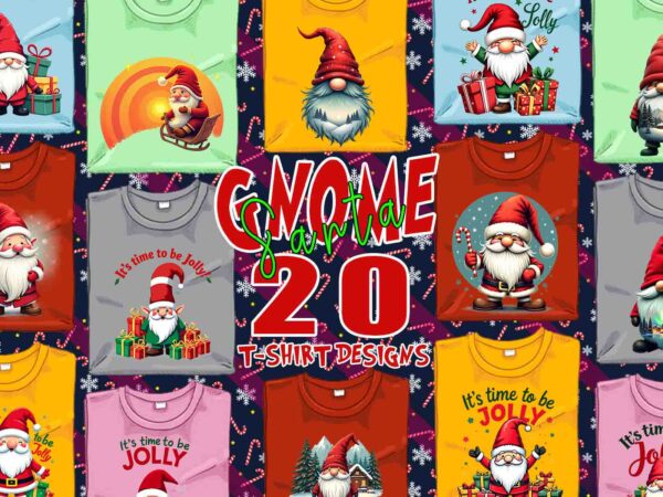 Passion retro gnome santa claus christmas t-shirt design bundle of 20 designs – download instantly retro vintage t-shirt illustration clipar