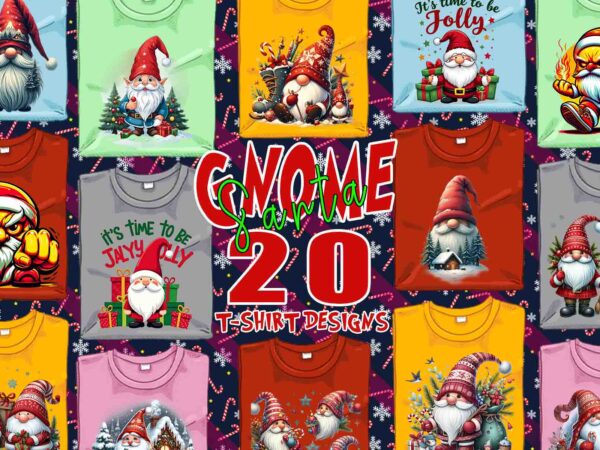 Retro gnome santa claus christmas t-shirt design bundle of 20 designs – download instantly retro vintage t-shirt illustration clipart bundle