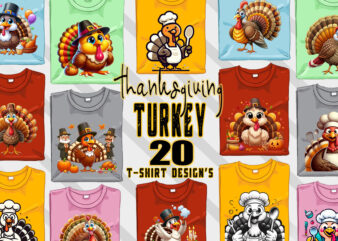 Funny Thanksgiving Day t-shirt design bundle of 20 png & jpeg designs – download instantly Retro Vintage T-shirt Design