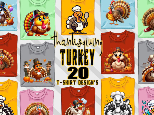 Funny thanksgiving day t-shirt design bundle of 20 png & jpeg designs – download instantly retro vintage t-shirt design