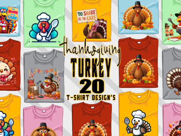 Funny thanksgiving day t-shirt design bundle of 20 png & jpeg designs – download instantly retro vintage t-shirt design bundle