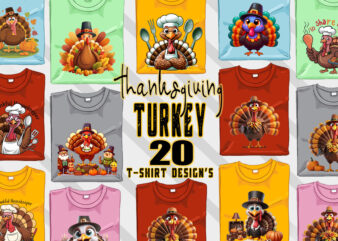 Thanksgiving Day t-shirt design bundle of 20 png & jpeg designs – download instantly Retro Vintage T-shirt Design