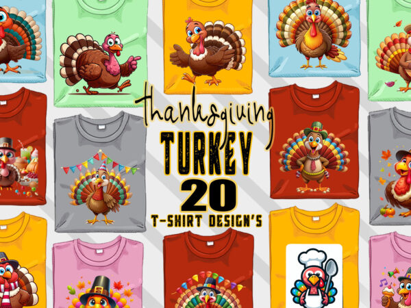 Funny thanksgiving day t-shirt design bundle of 20 png & jpeg designs – download instantly retro vintage t-shirt