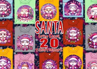 Retro Santa Claus t-shirt design bundle of 20 designs – download instantly Retro Vintage T-shirt Illustration Clipart Bundle