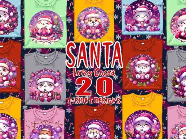 Retro santa claus t-shirt design bundle of 20 designs – download instantly retro vintage t-shirt illustration clipart bundle