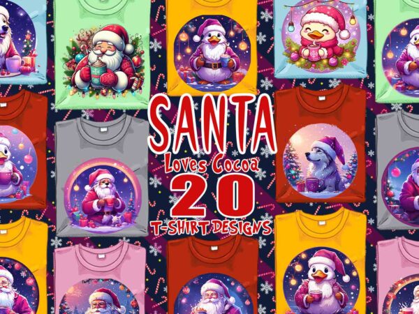 Abstract santa claus drinking cocoa t-shirt design bundle of 20 png & jpeg designs – download instantly retro vintage t-shirt design