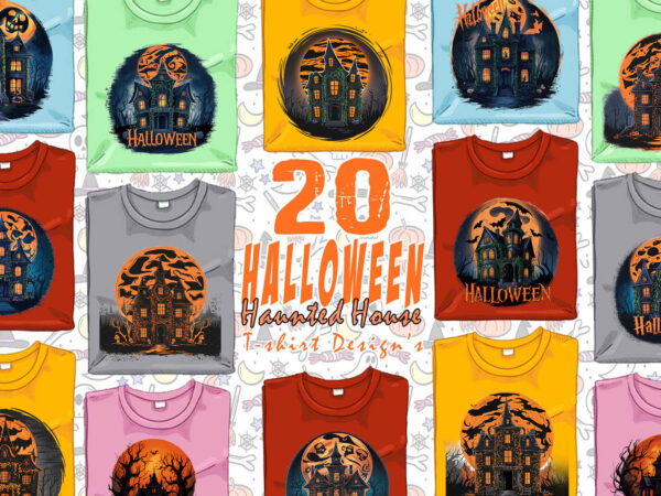 Retro halloween haunted house t-shirt design bundle of 20 designs – download instantly retro vintage t-shirt illustration