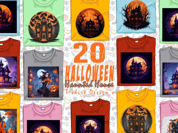 Spooky horror house halloween t-shirt design bundle of 20 designs – download instantly retro vintage illustration