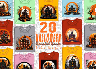 Spooky Horror House Halloween t-shirt design bundle of 20 designs – download instantly Retro Vintage Illustration