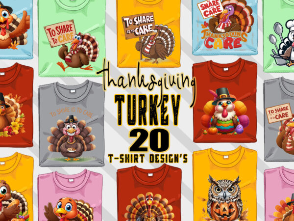 Thanksgiving day t-shirt design bundle of 20 png & jpeg designs – download instantly retro vintage t-shirt design