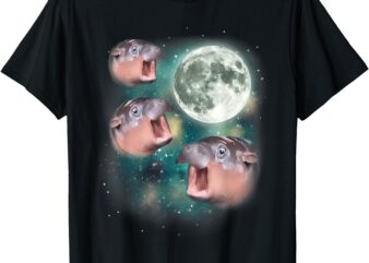 3 Moon-Deng _ Baby Hippo Meme Funny Cute Hippopotamus Animal T-Shirt