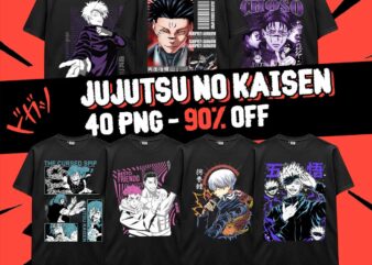 Jujutsu No Kaisen Bundle Anime 40 PNG Design Gojo Sukuna Japanese Style Print TShirt Poster Manga Digital