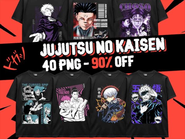 Jujutsu no kaisen bundle anime 40 png design gojo sukuna japanese style print tshirt poster manga digital