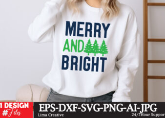 Merry and Bright Sublimation PNG ,Christmas Sublimation Design