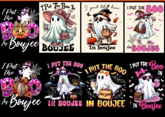 I Put The Boo In Boujee Leopard Ghost Halloween PNG t shirt design for sale