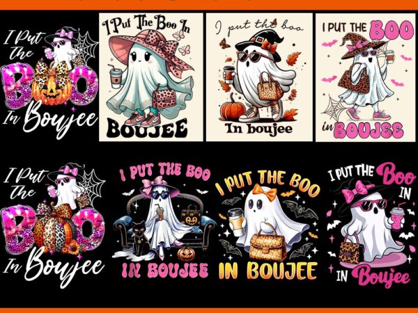 I put the boo in boujee leopard ghost halloween png t shirt design for sale