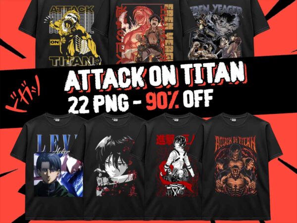 Attack on titan bundle design 20 png aot anime eren mikasa levi japanese style pod tshirt poster