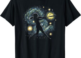 Abstract Fastpitch Softball Hitting Softball into the Stars T-Shirt