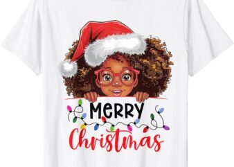 African American Merry Christmas African Black Women Girls T-Shirt