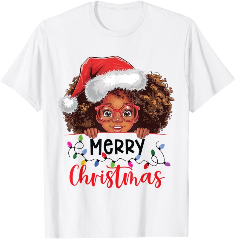 African American Merry Christmas African Black Women Girls T-Shirt