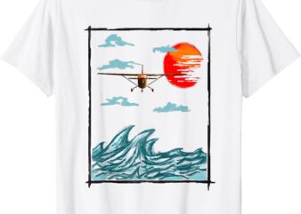 Airplane Lover Present Airplane Over Waves T-Shirt