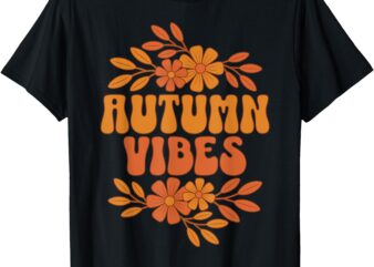 Autumn Vibes Women Men Kids Groovy Floral Retro Fall Graphic T-Shirt