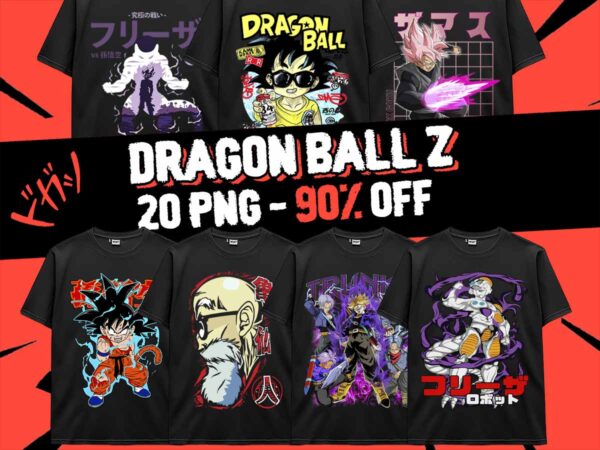 Bundle dragon ball z goku vegeta frieza design 20 png anime japanese style pod tshirt poster