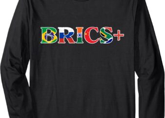 BRICS+ Flag Letter Brazil Russia India China & South Africa Long Sleeve T-Shirt