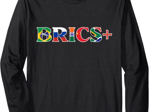 Brics+ flag letter brazil russia india china & south africa long sleeve t-shirt