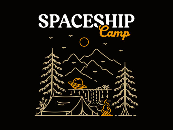 Spaceship camp t shirt template vector