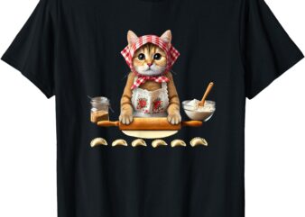 Babushka Cat Pierogi Making Polish Cat T-Shirt