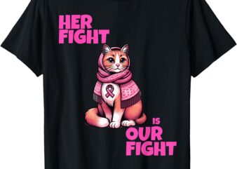 Babushka Cat Pink Breast Cancer Awareness T-Shirt T-Shirt