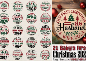 Baby’s First Christmas 2024 T-shirt Bundle Baby’s First Christmas 2024 SVG Bundle