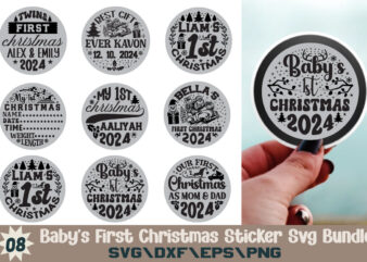 Babys First Christmas StickerT-shirt Bundle Babys First Christmas Sticker Svg Bundle