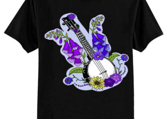 Banjo with Flowers (Purple) Classic T-Shirt