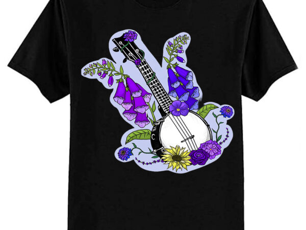 Banjo with flowers (purple) classic t-shirt