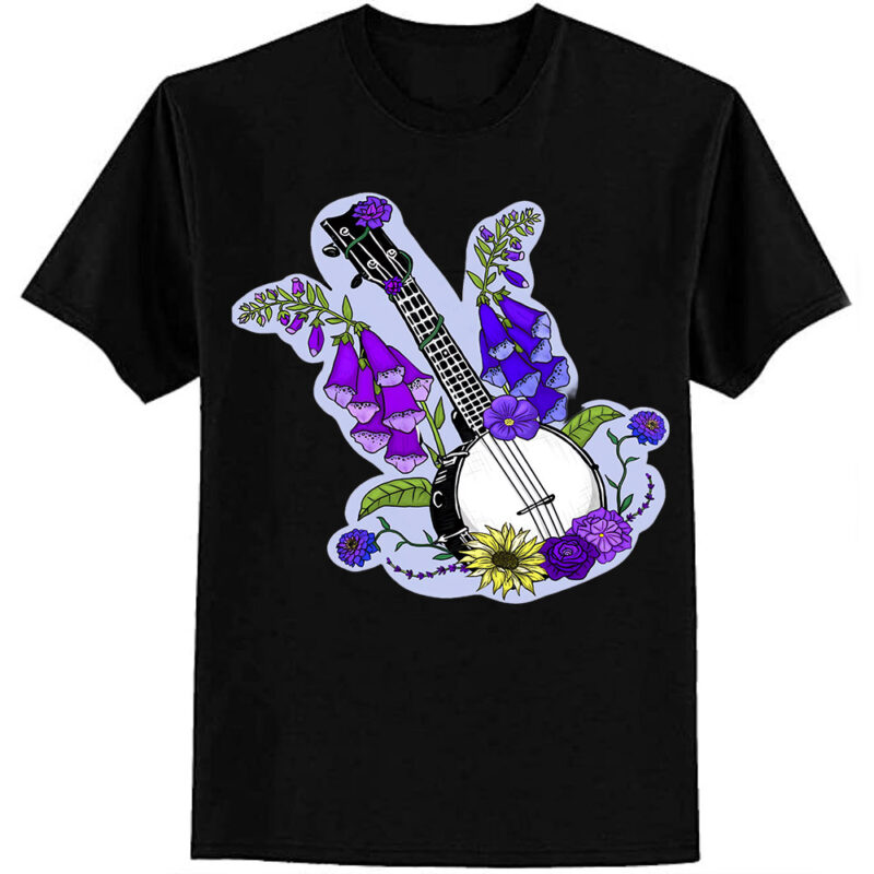 Banjo with Flowers (Purple) Classic T-Shirt