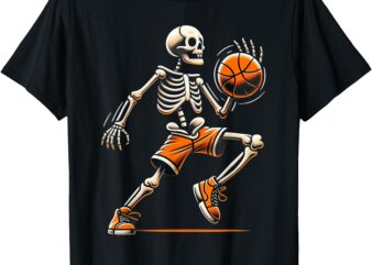 Basketball Skeleton Halloween Men Boys Basketball Halloween T-Shirt