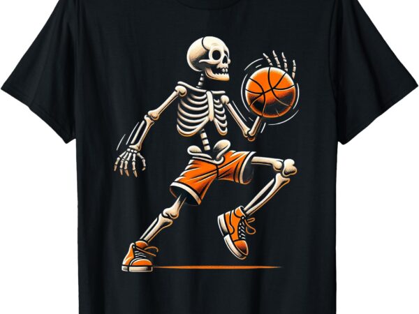 Basketball skeleton halloween men boys basketball halloween t-shirt