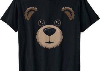 Bear Face Halloween Costume Brown Bear Animal Kids T-Shirt