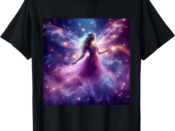 Beautiful enchanted fairy sparkling with magical purple mist t-shirt