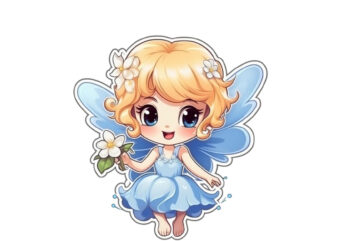 Beautiful baby fairy cartoon character sticke