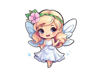 Beautiful baby fairy cartoon character sticke t shirt template